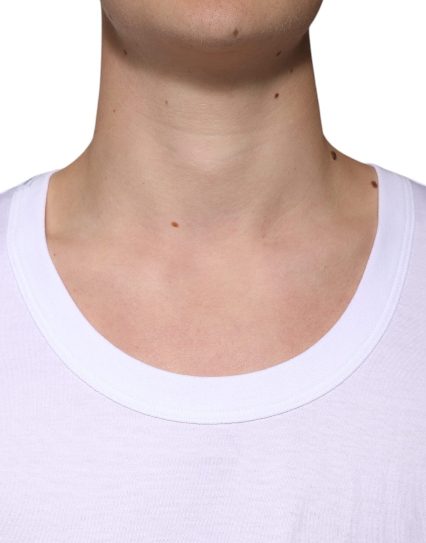 T-shirt débardeur col rond sans manches en coton blanc