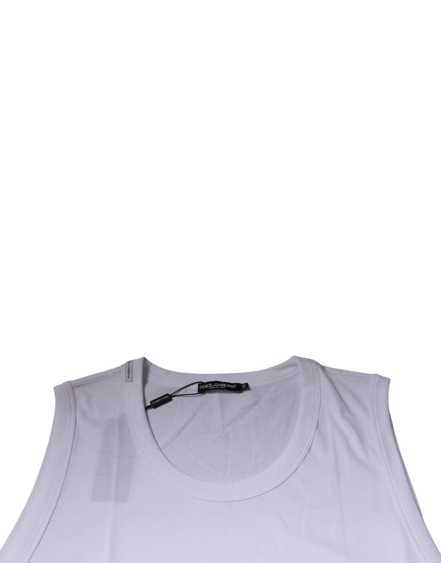 T-shirt débardeur col rond sans manches en coton blanc