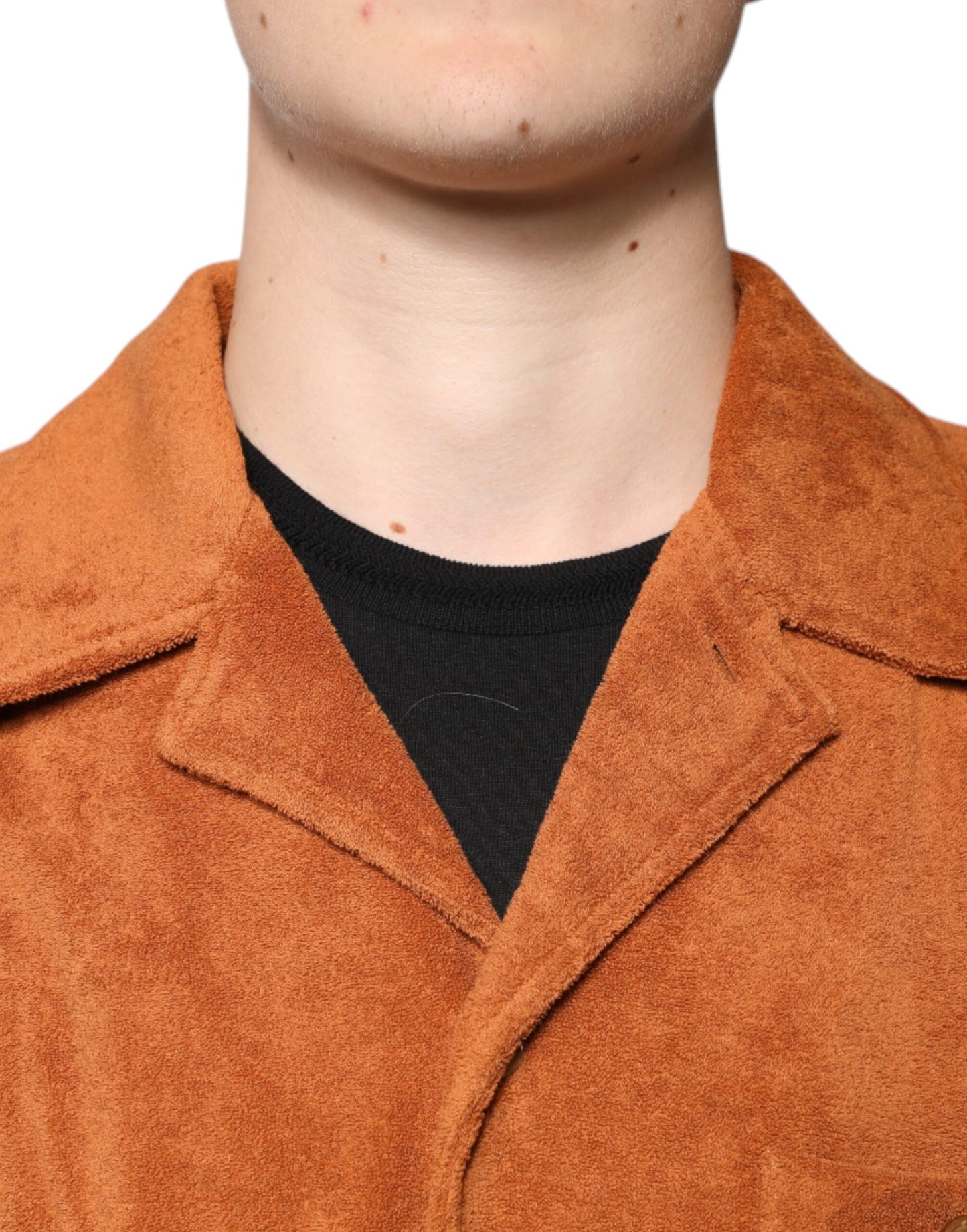Chemise boutonnée à col en velours de coton noisette