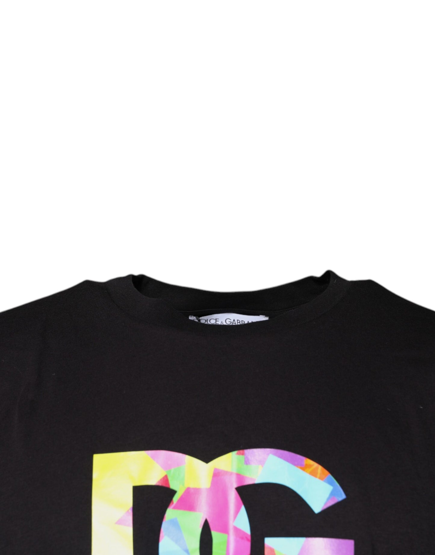 T-shirt col rond en coton noir avec logo imprimé