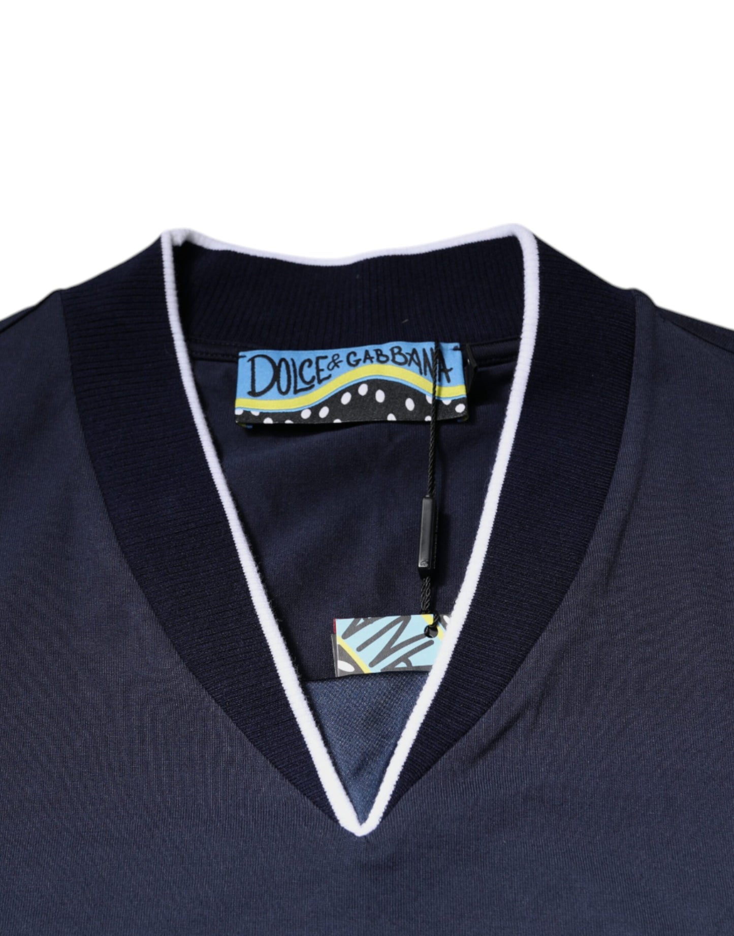 T-shirt à manches courtes et col en V en coton multicolore