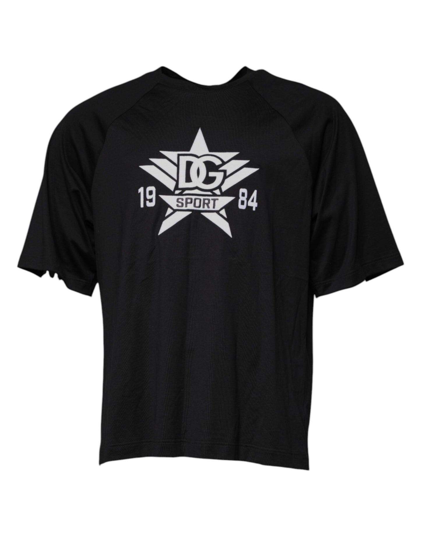 T-shirt col rond en coton noir avec logo imprimé