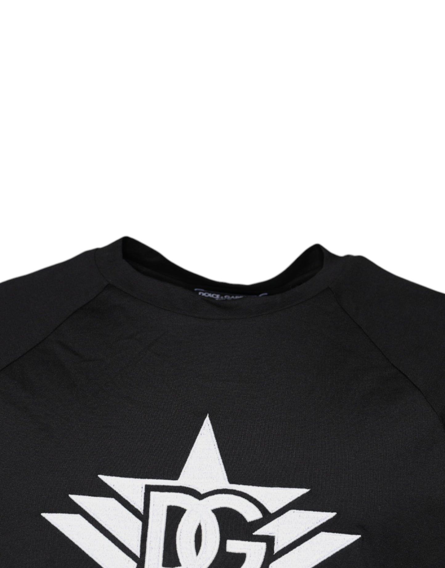 T-shirt col rond en coton noir avec logo imprimé