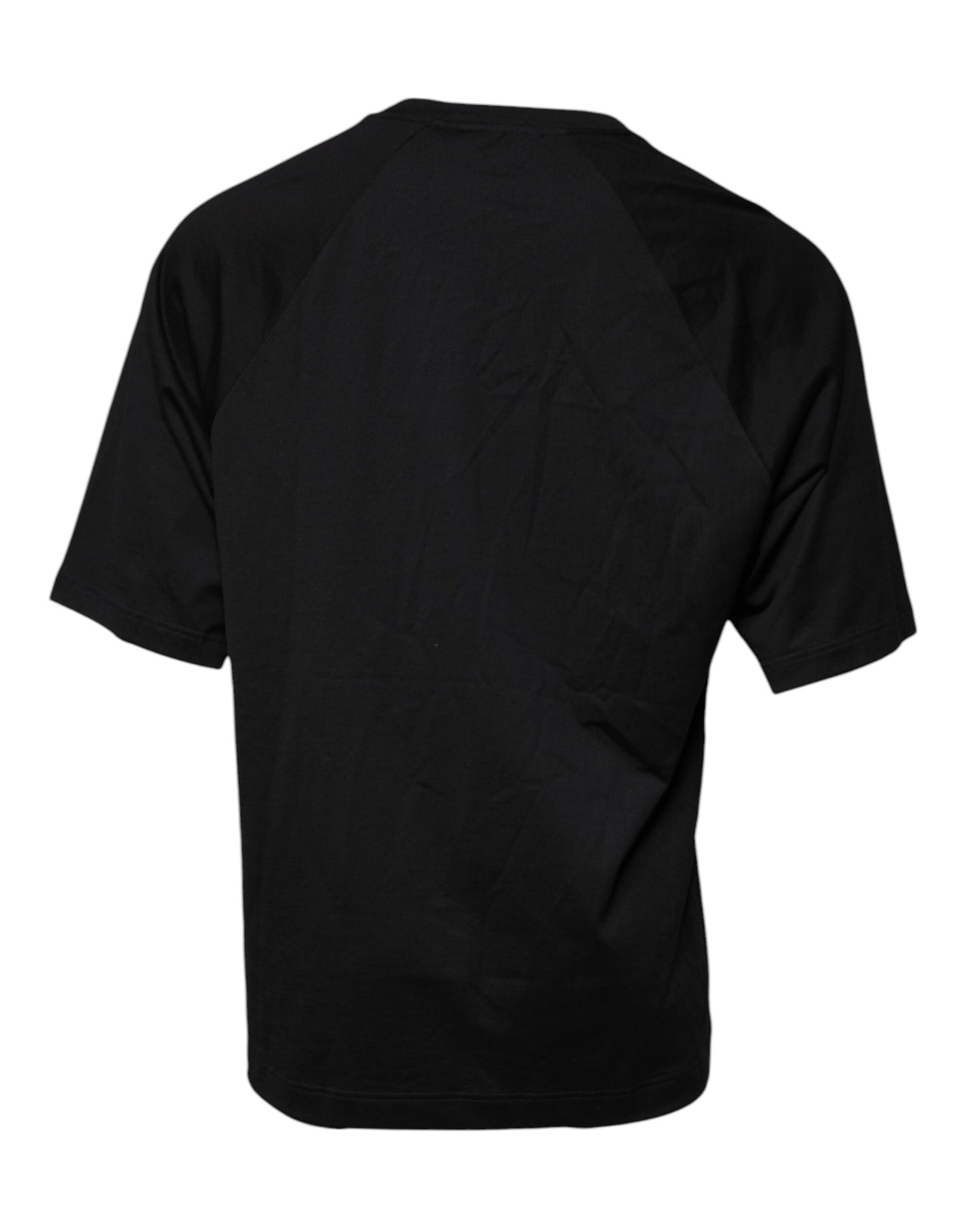 T-shirt col rond en coton noir avec logo imprimé