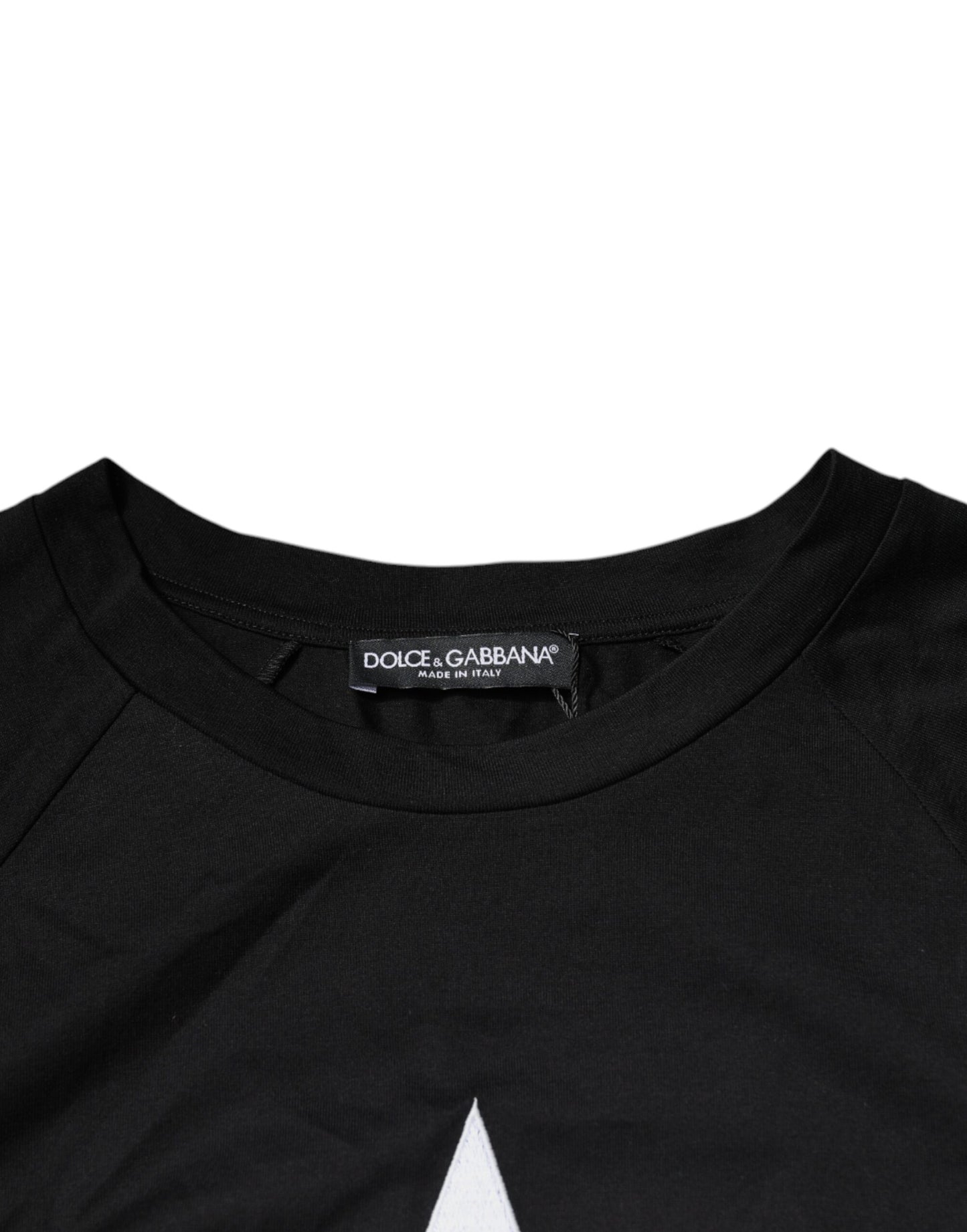 T-shirt col rond en coton noir avec logo imprimé