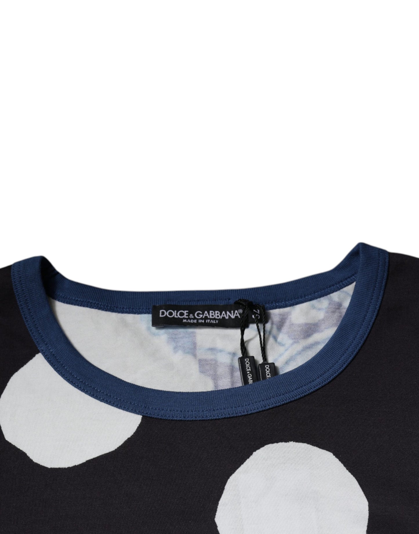 T-shirt col rond en coton imprimé noir et blanc