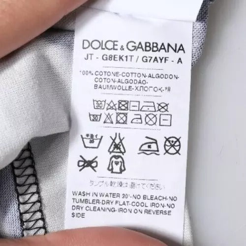 T-shirt col rond en coton imprimé noir et blanc