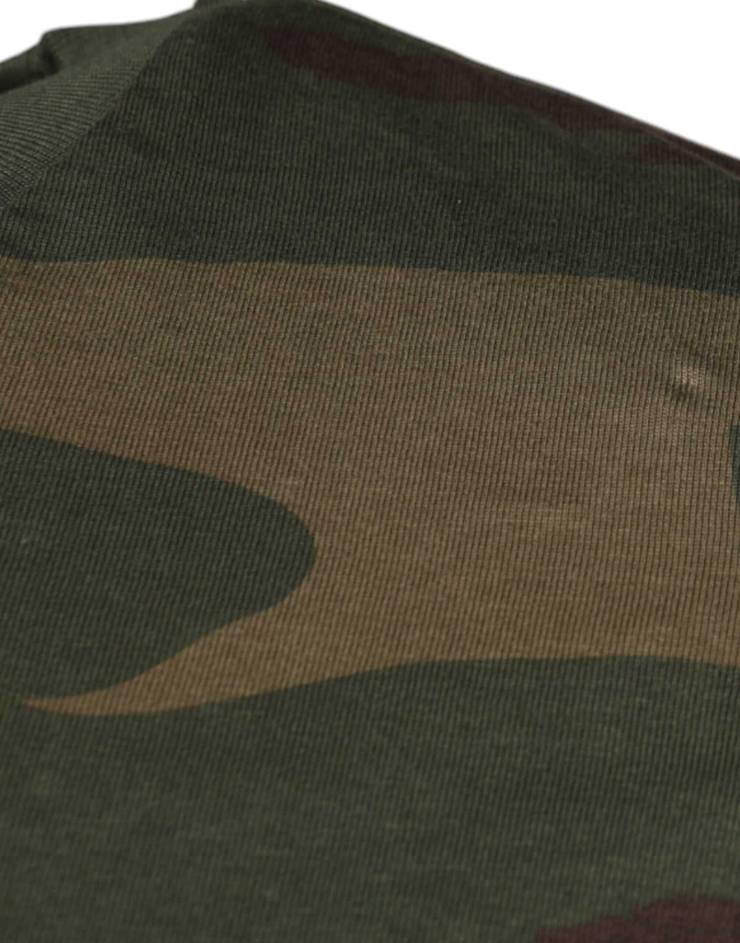 T-shirt col rond en coton camouflage multicolore