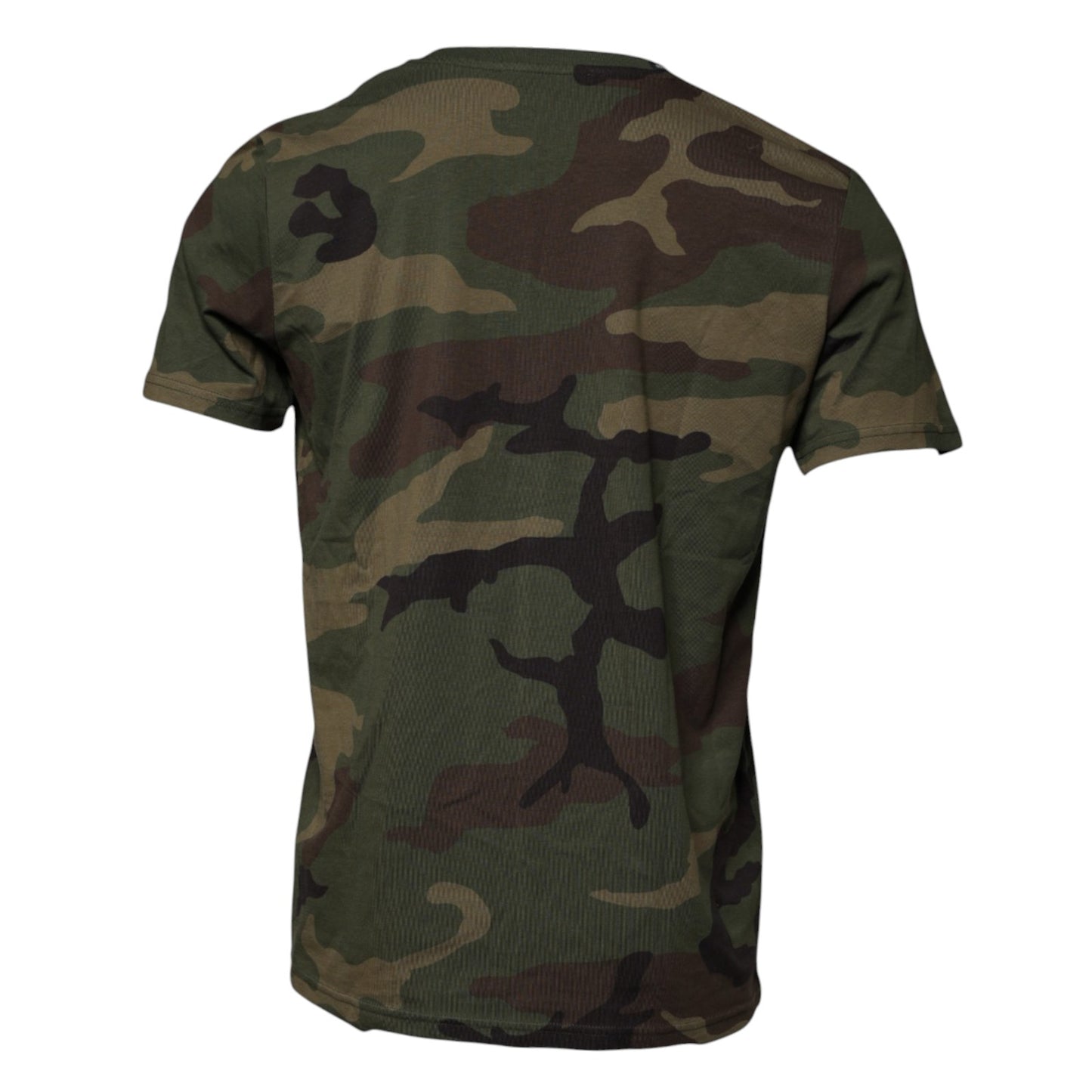 T-shirt col rond en coton camouflage multicolore