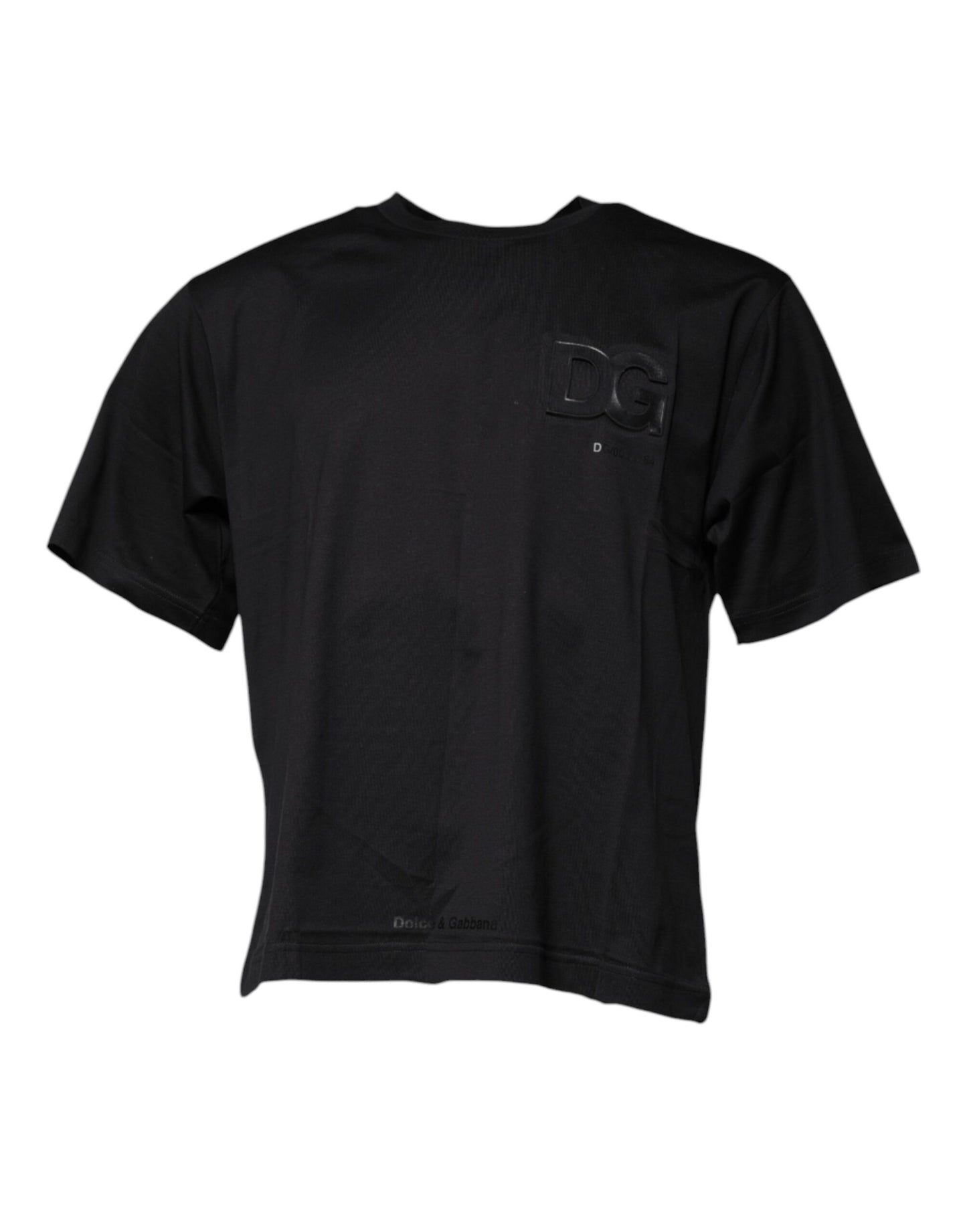 T-shirt col rond en coton noir avec logo DG imprimé