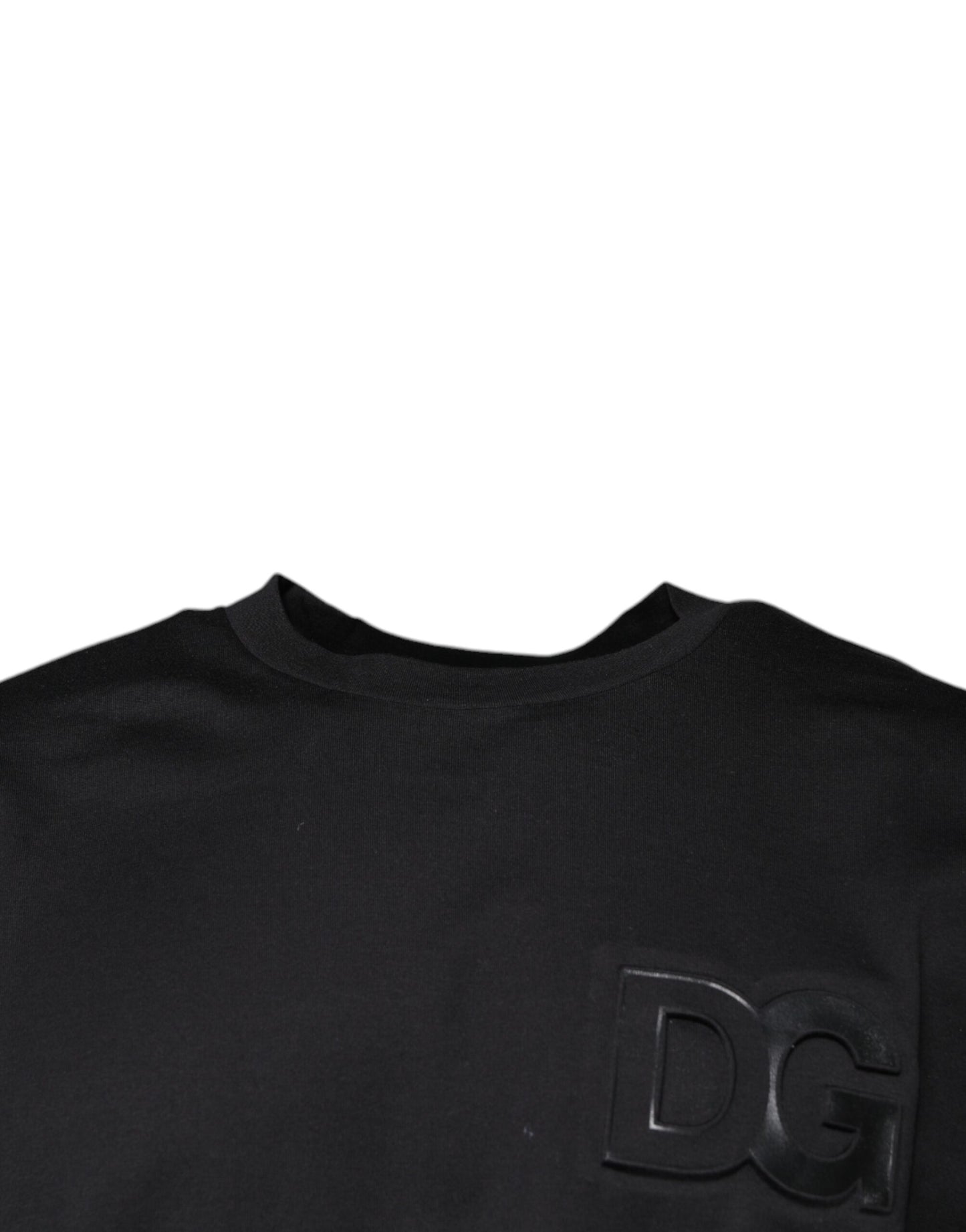 T-shirt col rond en coton noir avec logo DG imprimé