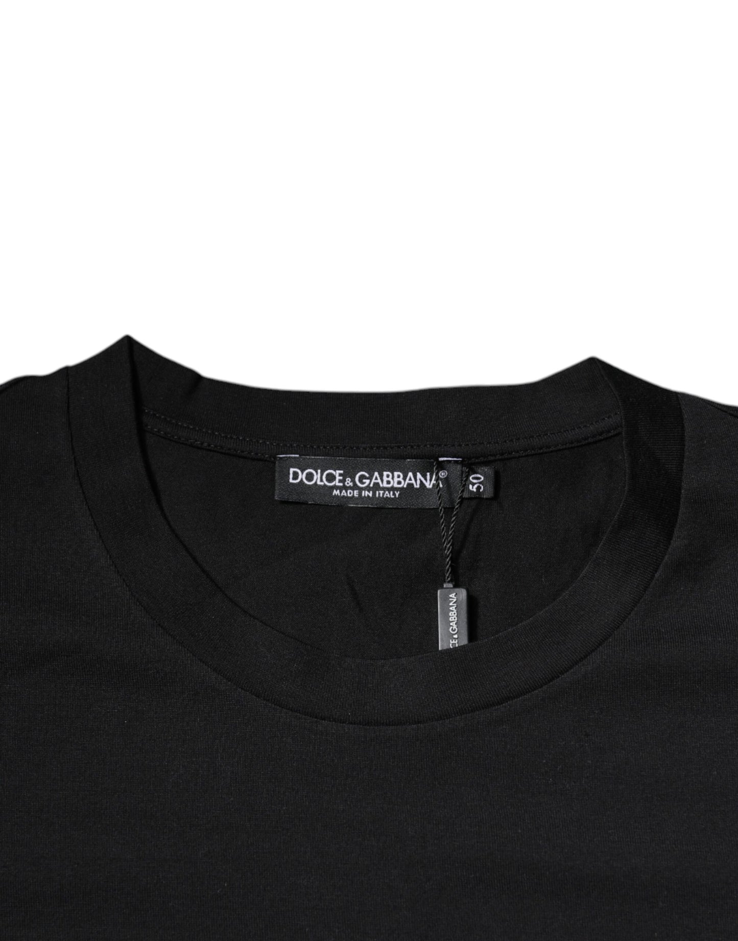 T-shirt col rond en coton noir avec logo DG imprimé