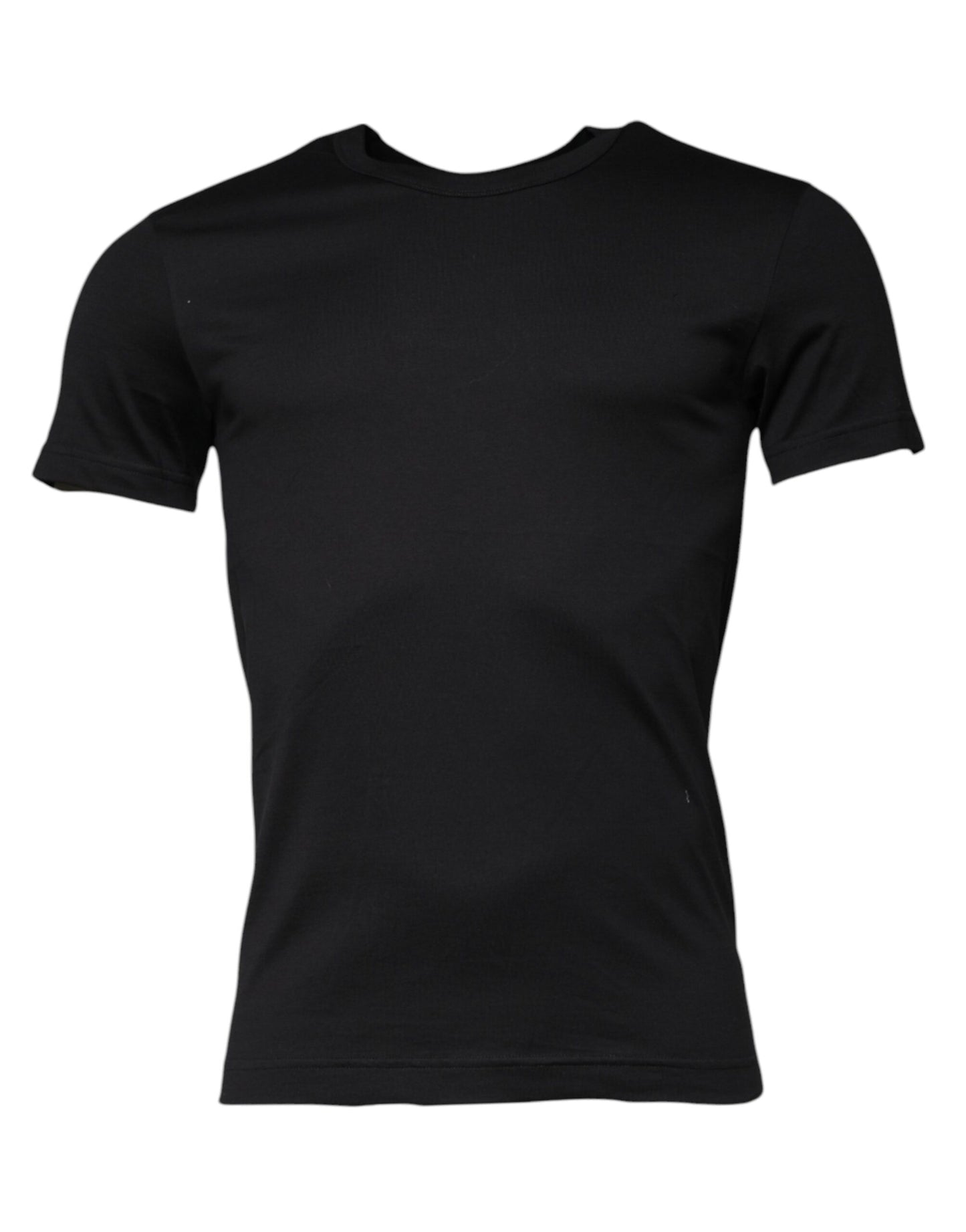 T-shirt noir à manches courtes et col ras du cou en coton