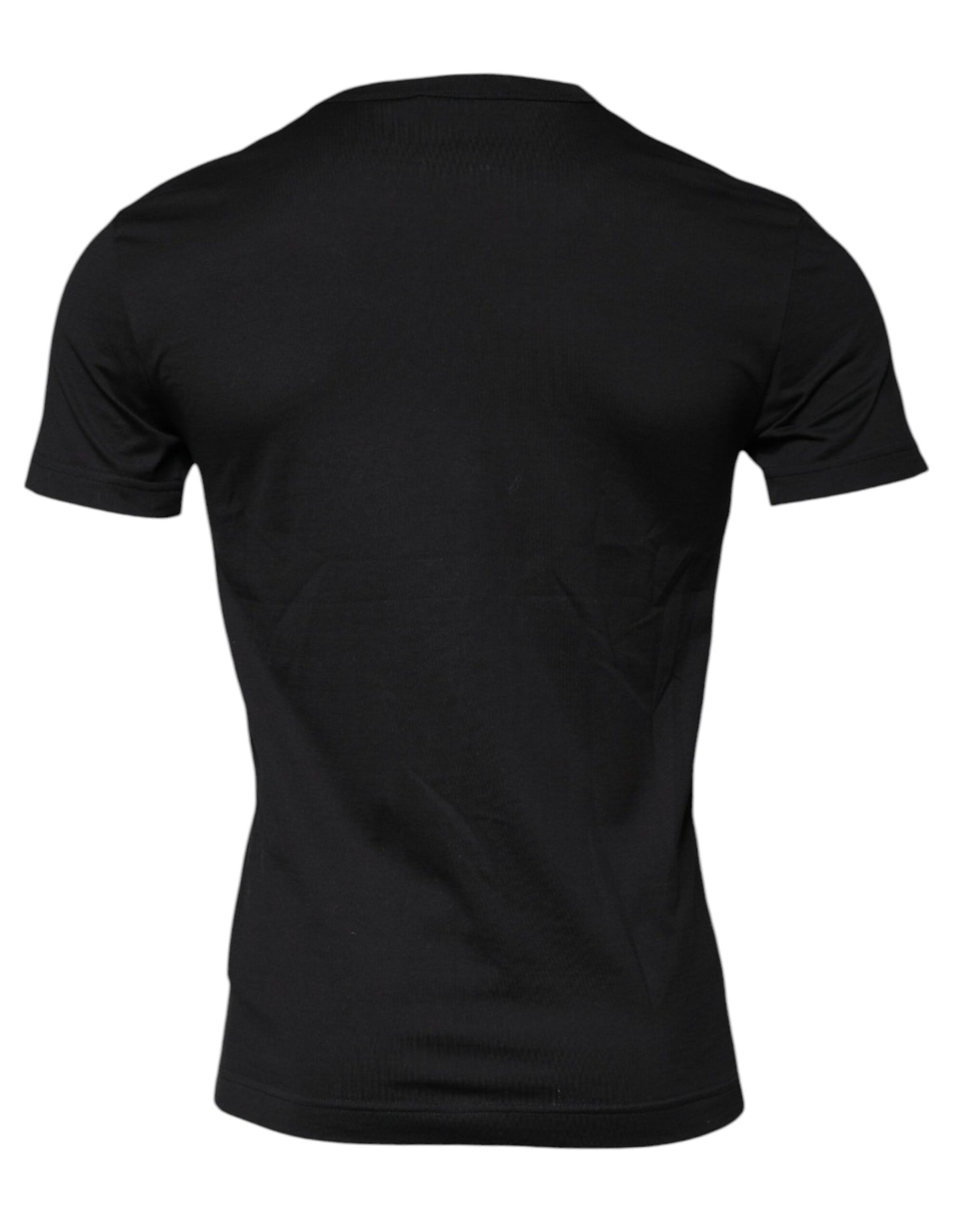 T-shirt noir à manches courtes et col ras du cou en coton