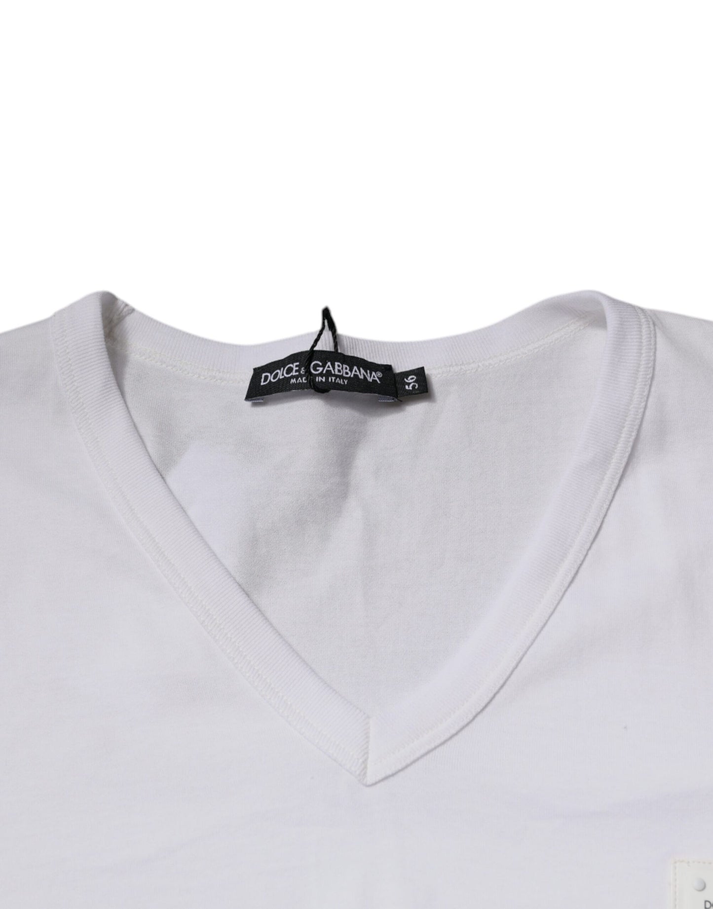 T-shirt à manches courtes et col en V avec logo blanc