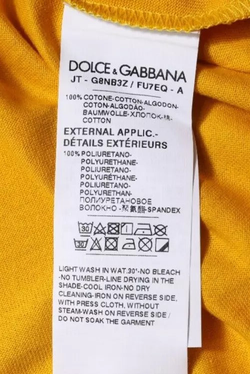 T-shirt à manches courtes et col ras du cou avec logo jaune foncé