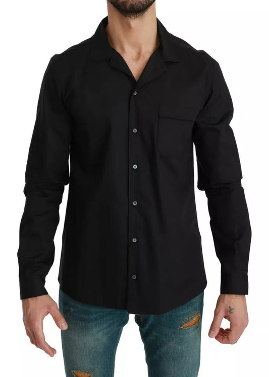 Camisa de pijama de algodón azul a rayas