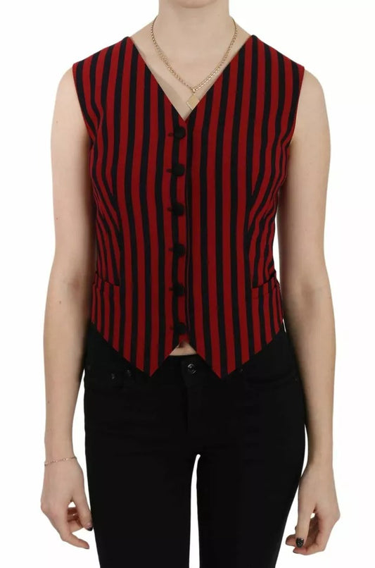 Chaleco de rayas rojas y negras, blusa y top