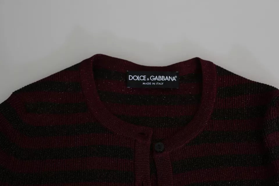 Pull cardigan rayé noir et rouge pour femme