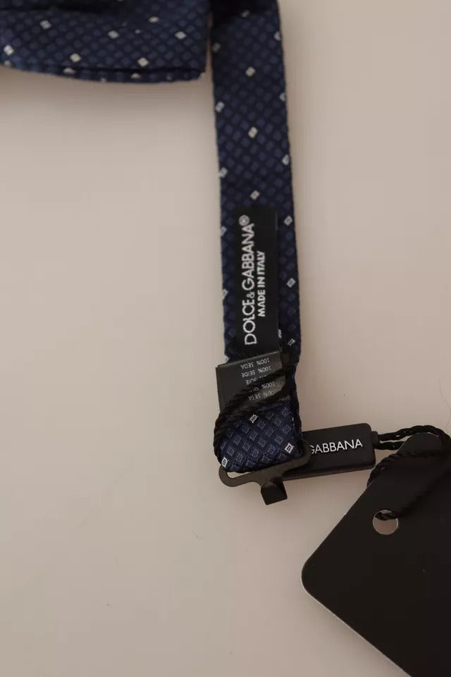 Pajarita ajustable de seda con estampado azul para hombre