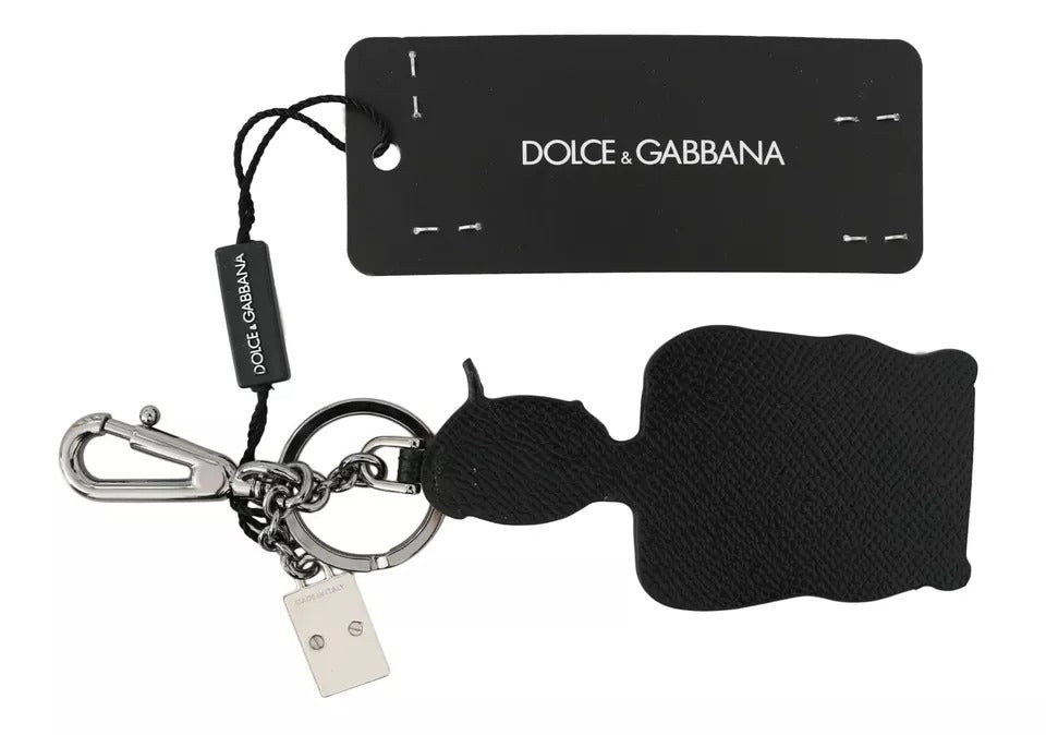 Llavero con insignia de pescador de cuero negro