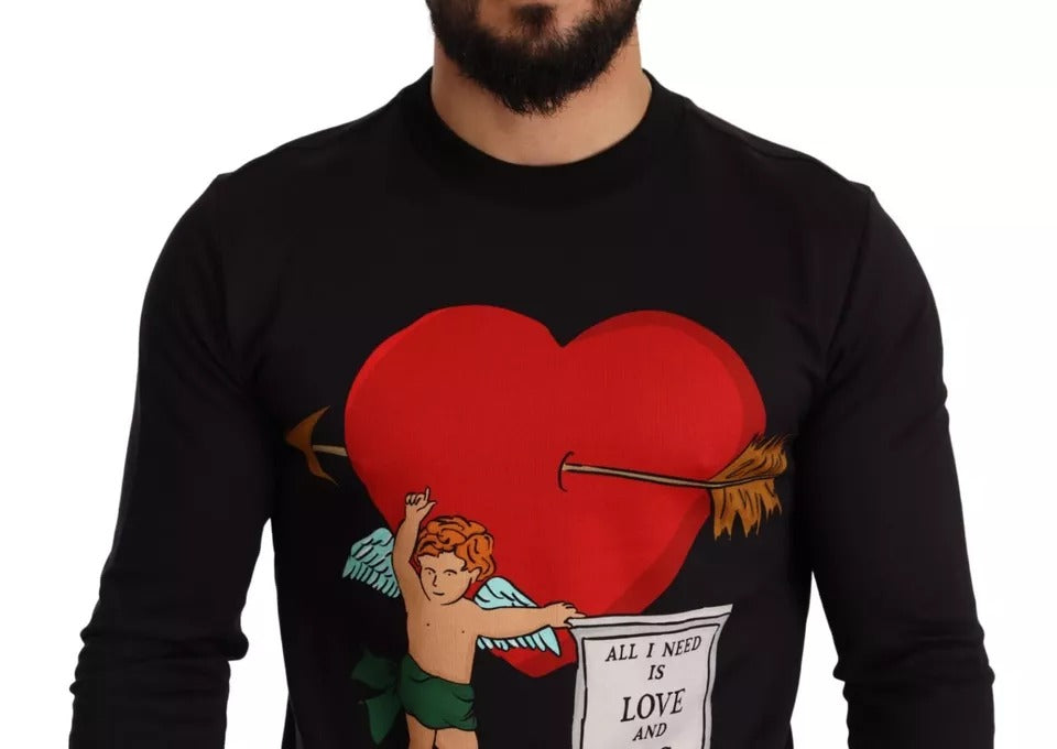Sweat-shirt à capuche imprimé Cupidon noir