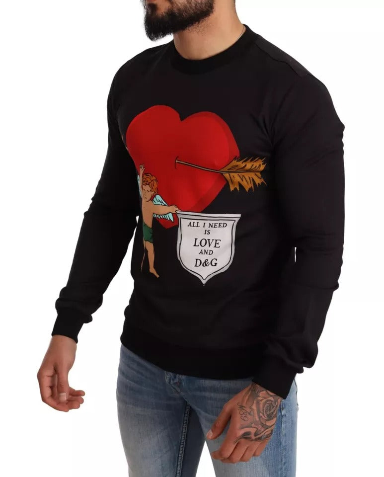 Sweat-shirt à capuche imprimé Cupidon noir