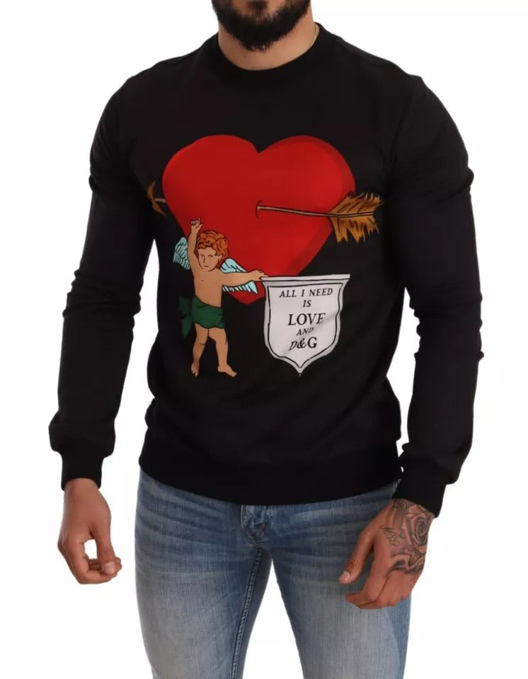Sweat-shirt à capuche imprimé Cupidon noir