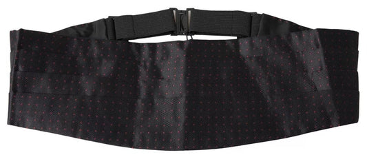 Ceinture de smoking en soie noire à pois