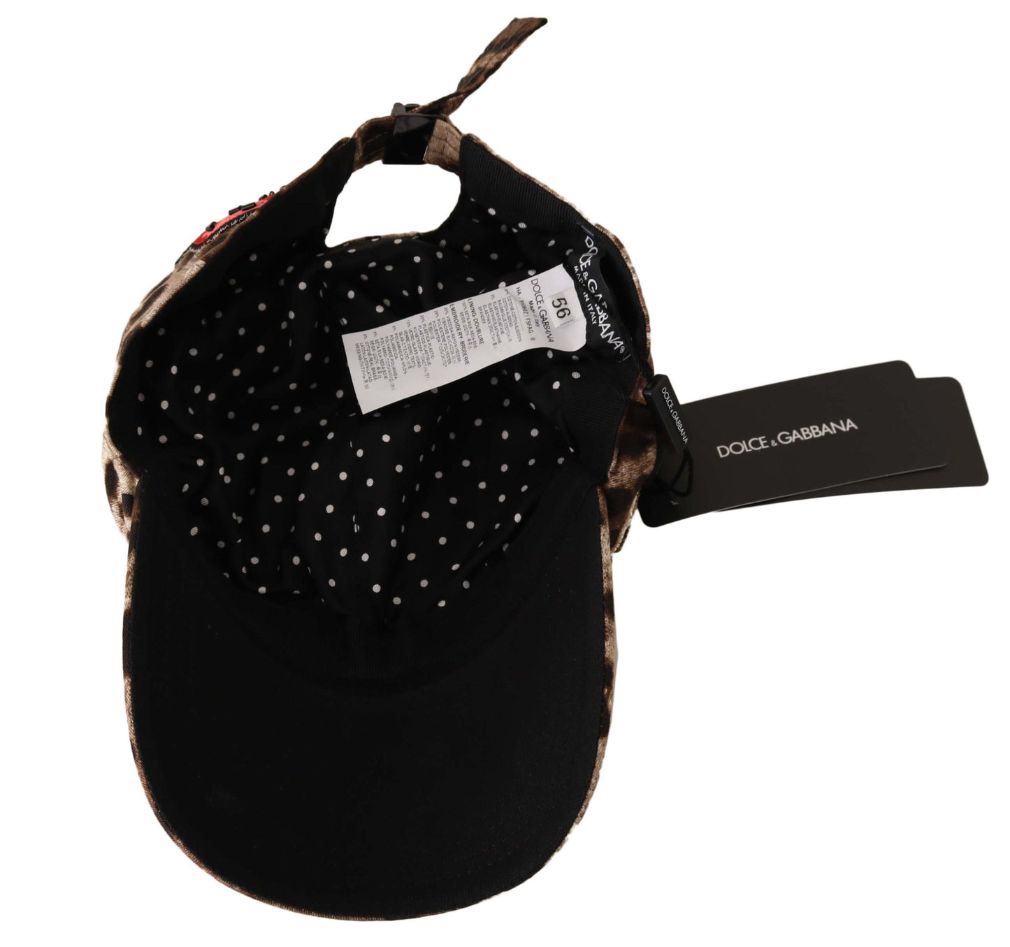 Gorra de béisbol con apliques de Sicilia y lentejuelas de leopardo marrón