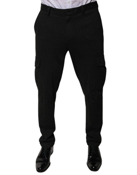Pantalones casuales cargo de viscosa negra para hombre