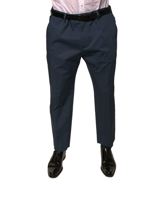Pantalones de vestir ajustados de algodón azul para hombre