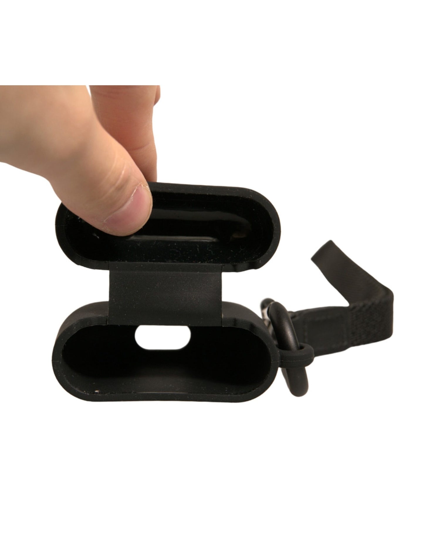 Étui pour Airpods en caoutchouc de silicone noir avec logo en relief