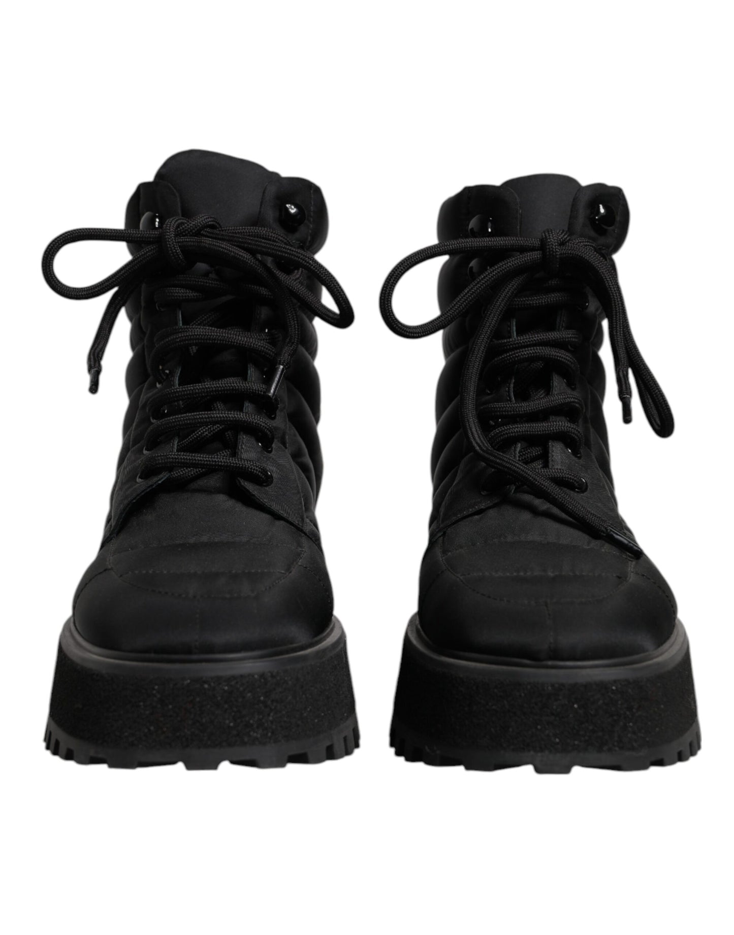 Botas negras acolchadas con cordones a media pantorrilla
