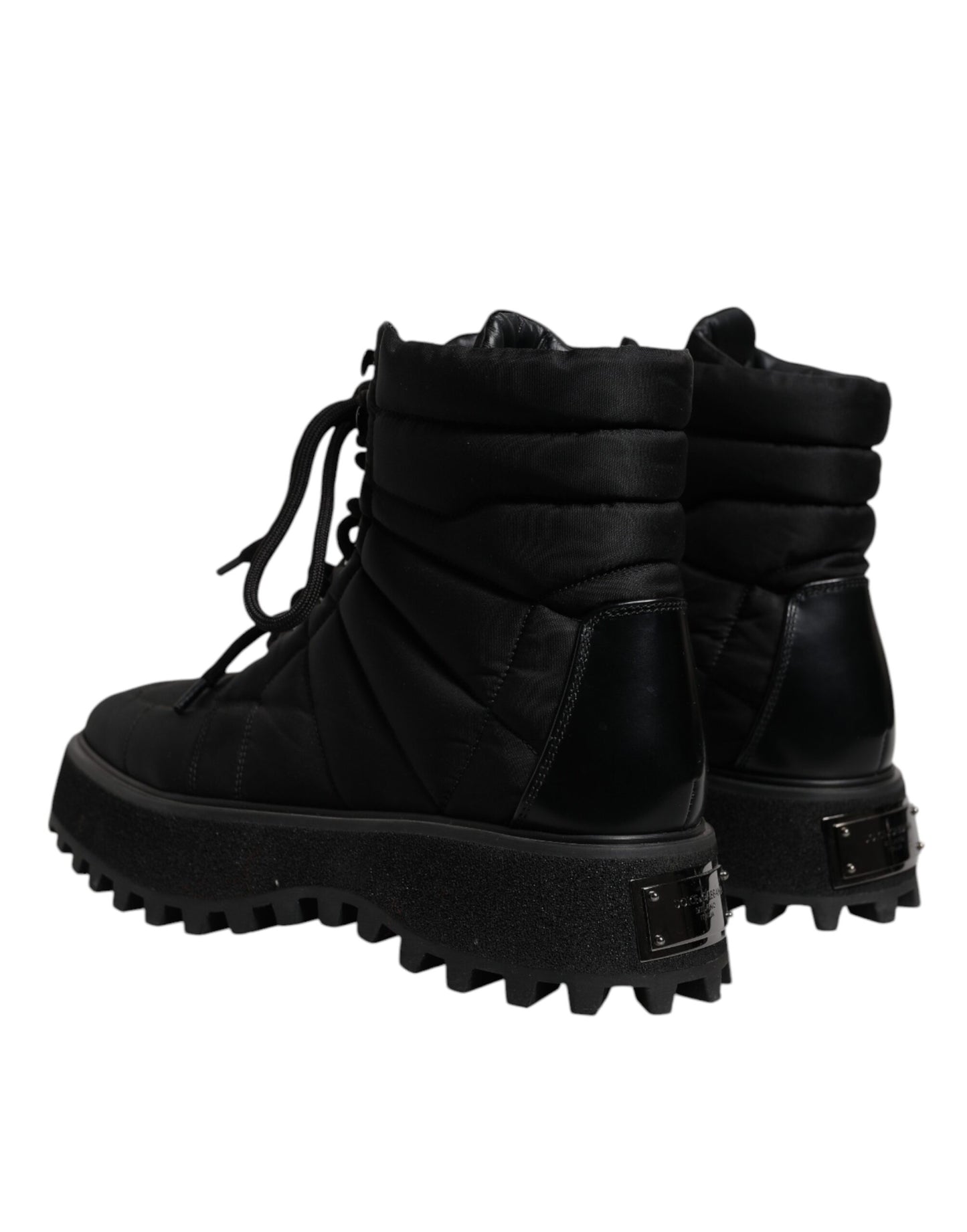 Botas negras acolchadas con cordones a media pantorrilla