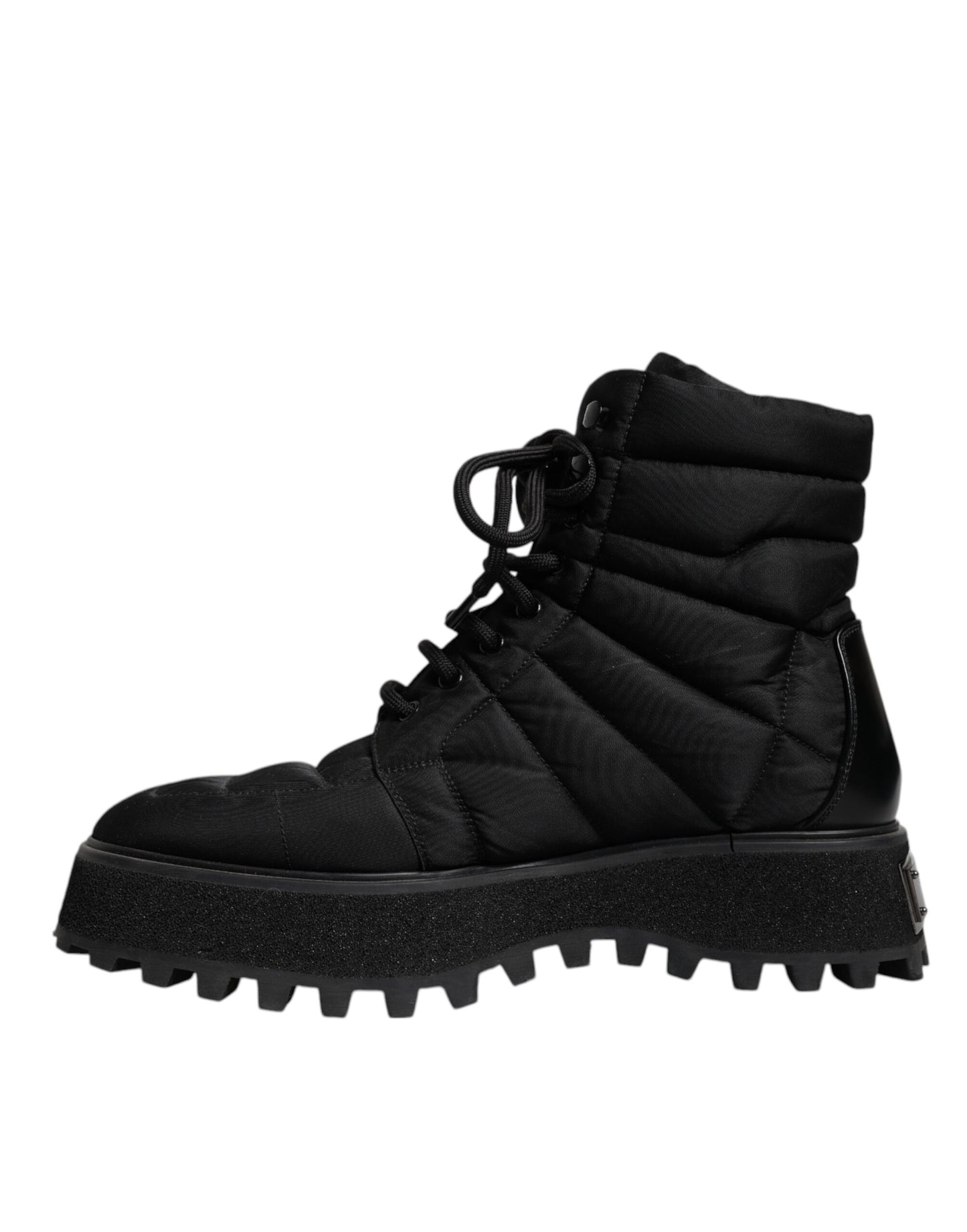 Botas negras acolchadas con cordones a media pantorrilla