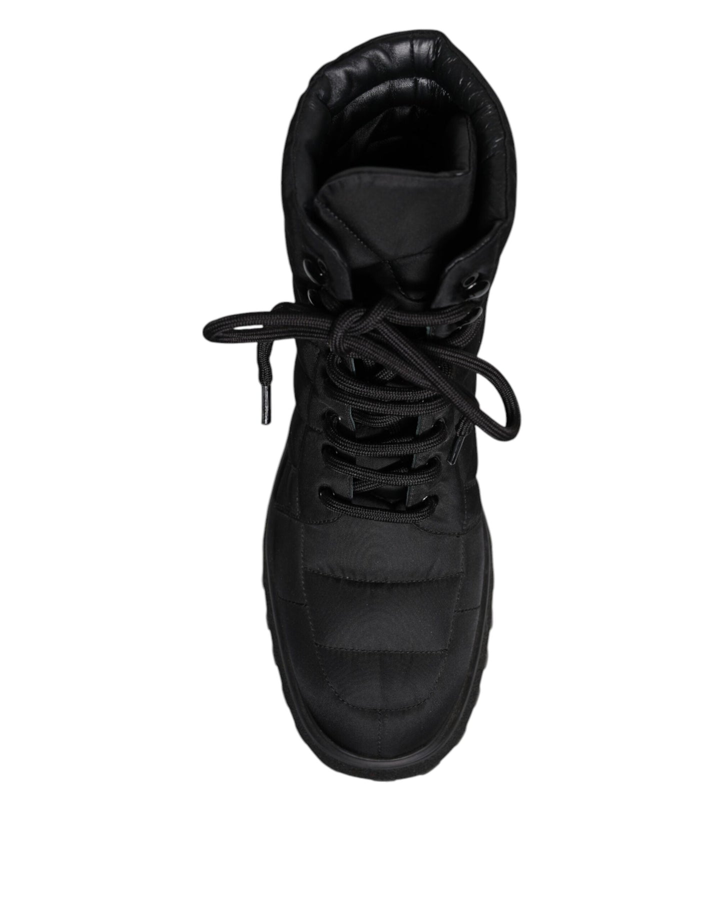 Botas negras acolchadas con cordones a media pantorrilla