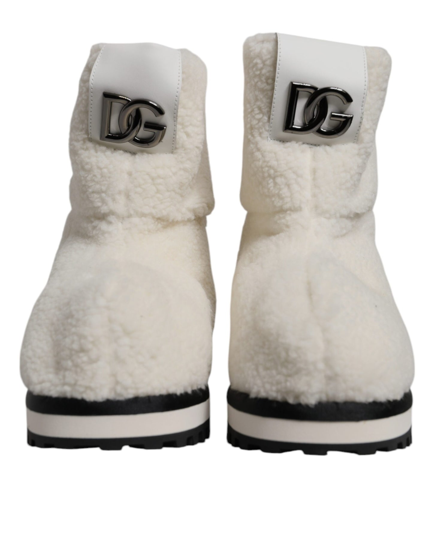 Botas de media pantorrilla acolchadas con logo de felpa blanca