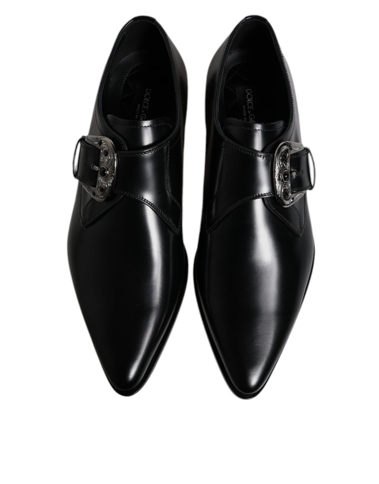 Zapatos formales Derby de cuero negro con hebilla