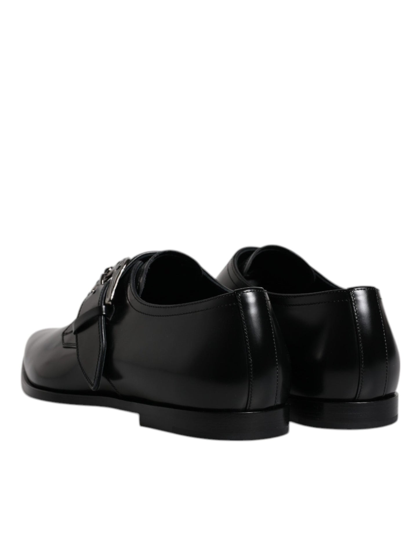 Zapatos formales Derby de cuero negro con hebilla