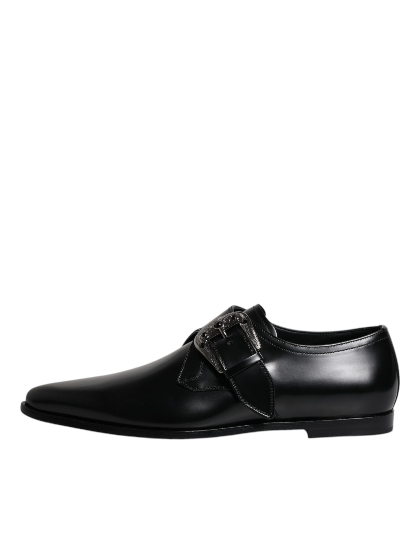 Zapatos formales Derby de cuero negro con hebilla