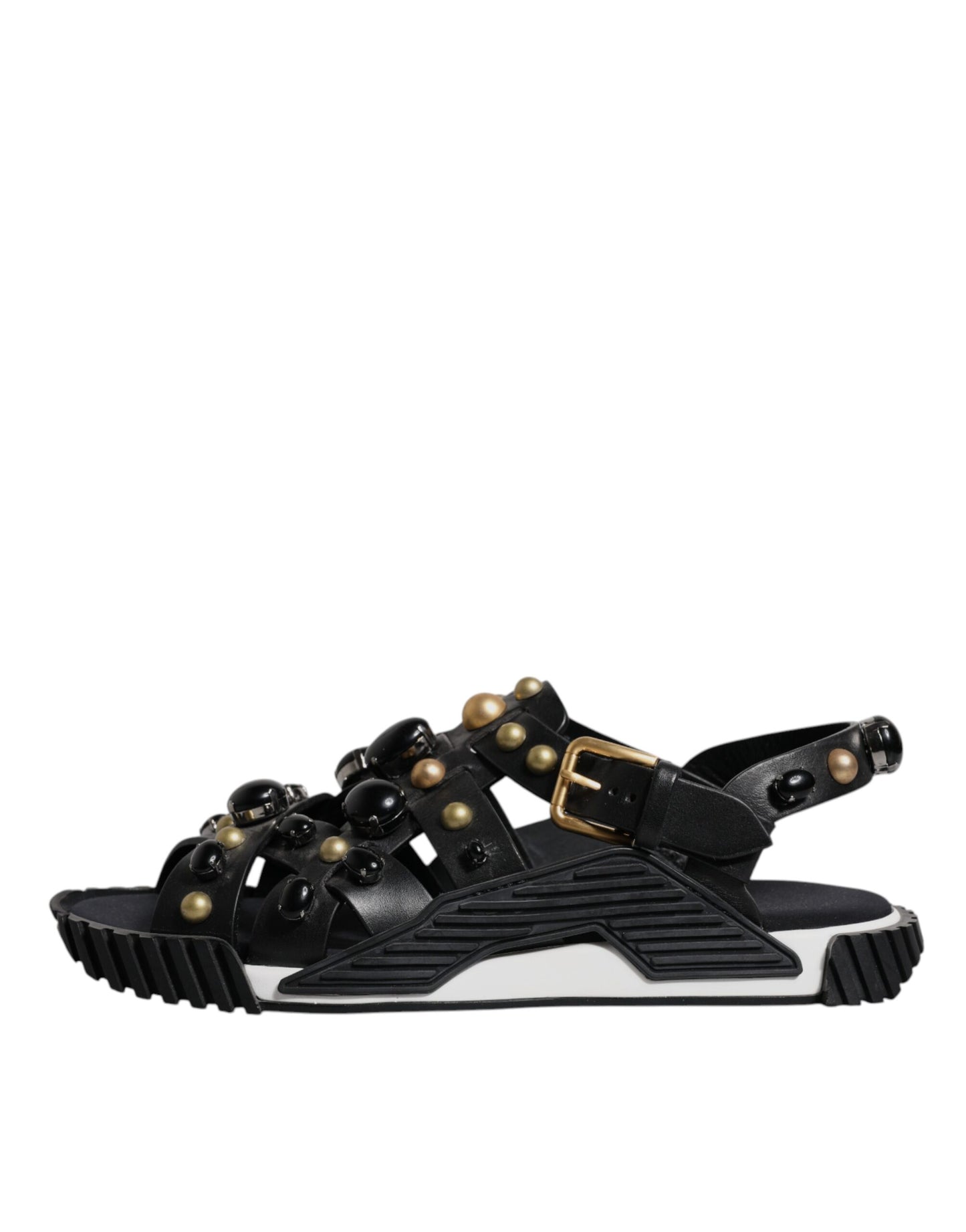 Sandales à enfiler cloutées en cuir noir
