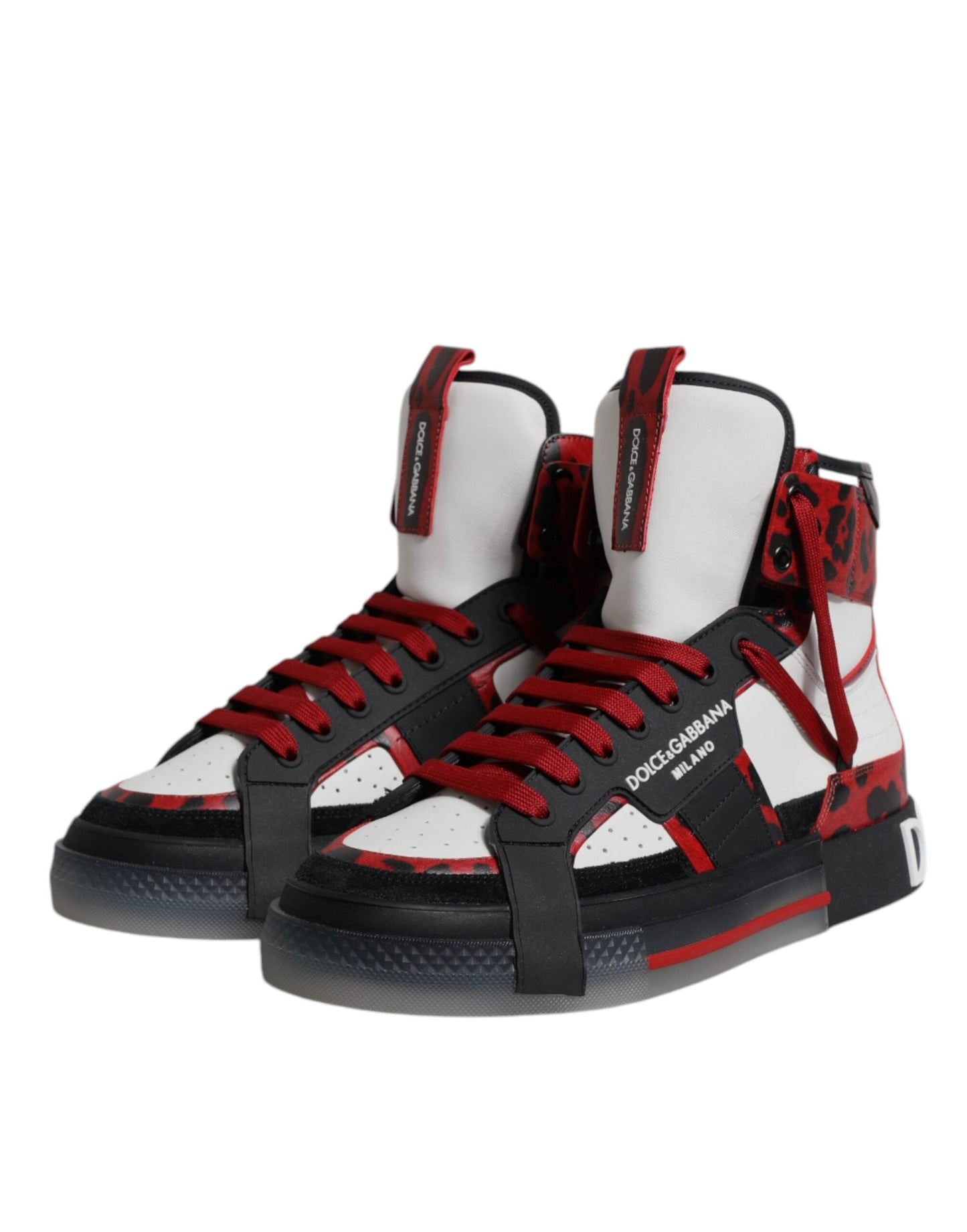 Baskets montantes en cuir multicolore