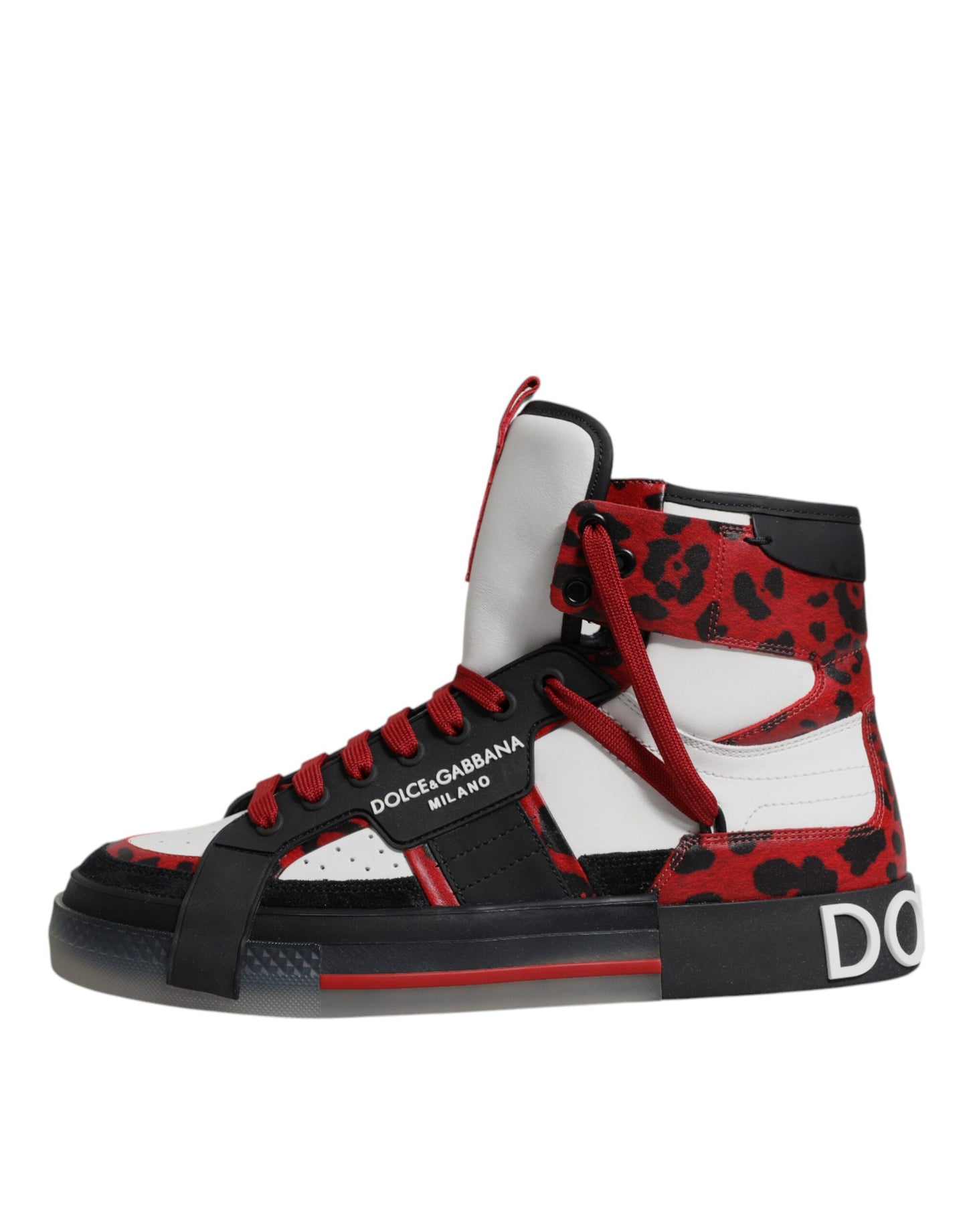 Baskets montantes en cuir multicolore