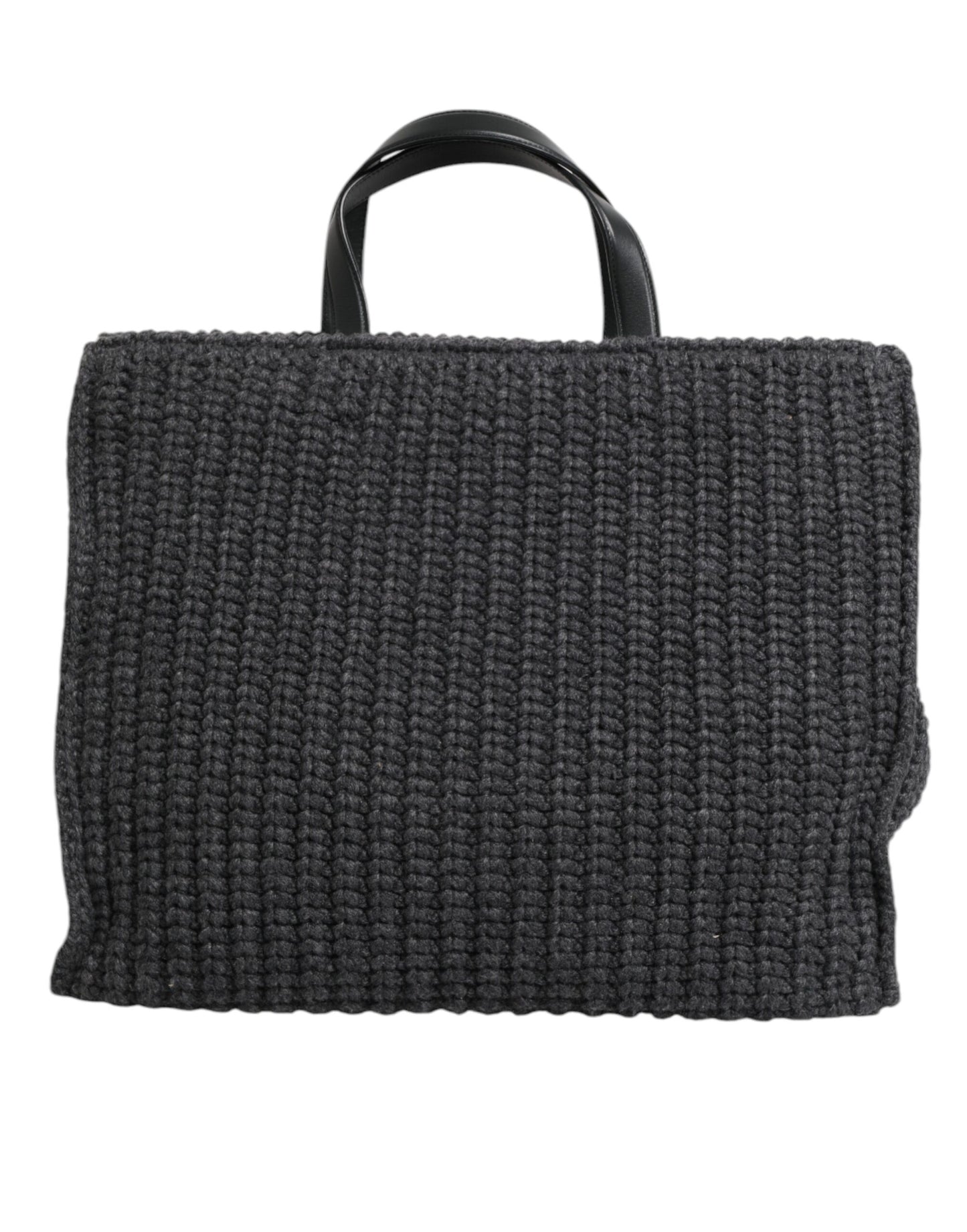 Bolso grande de hombro de punto de crochet negro con logotipo de DG