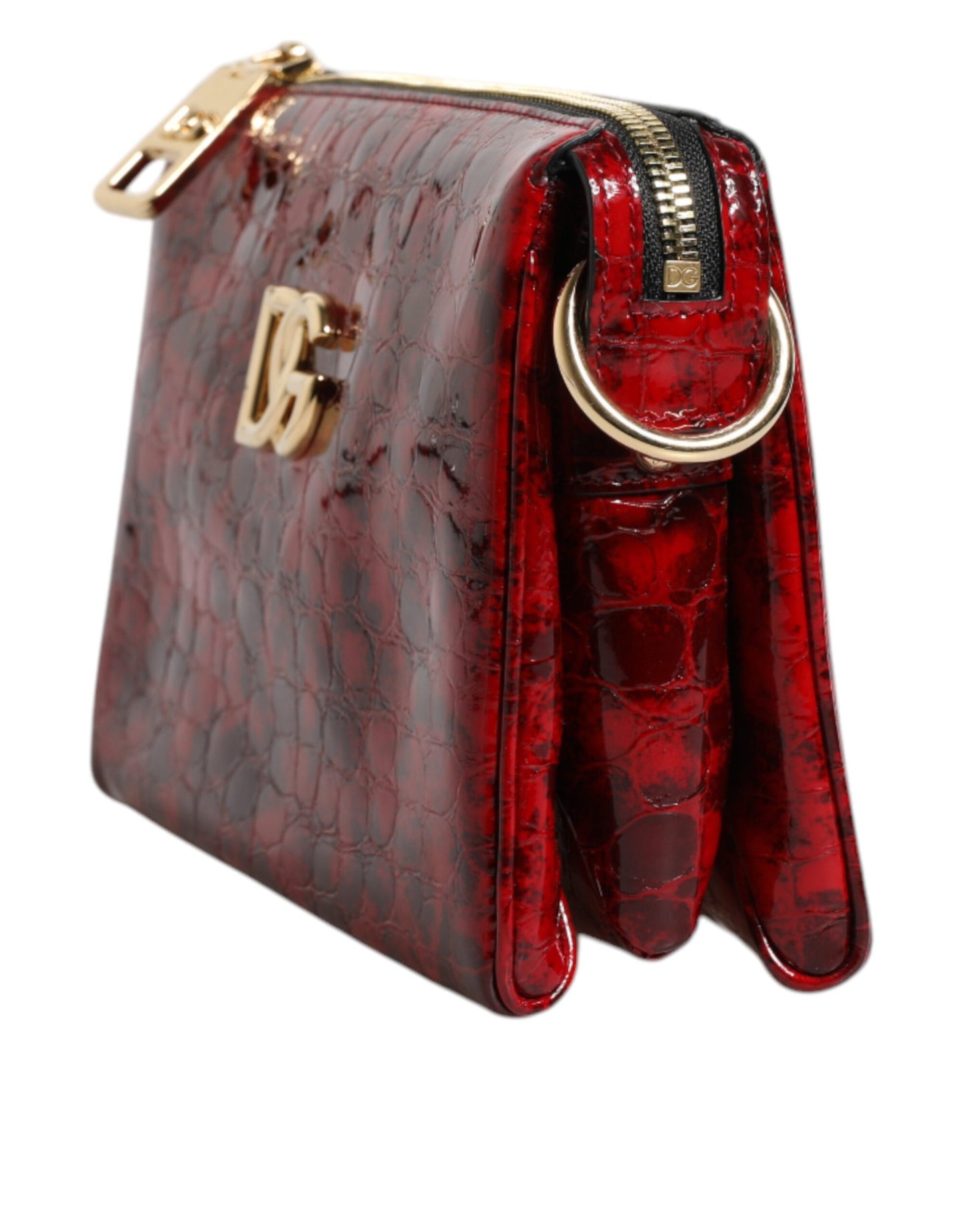 Sac bandoulière en cuir exotique rouge avec logo DG pour femme