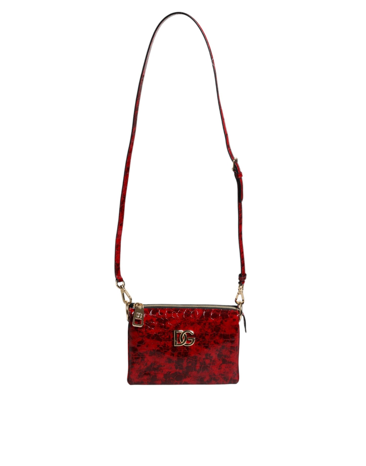 Sac bandoulière en cuir exotique rouge avec logo DG pour femme