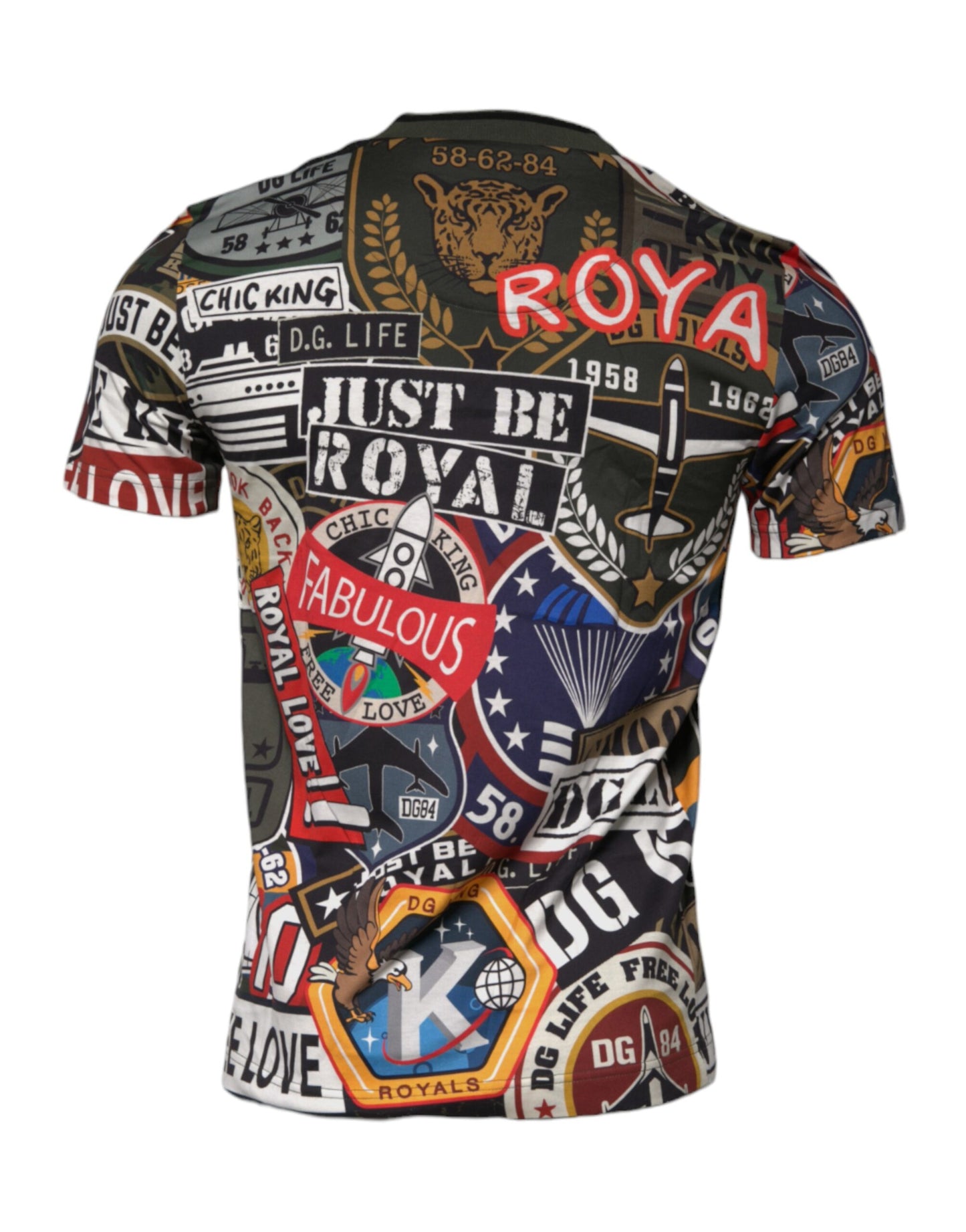 T-shirt col rond en coton à imprimé graphique multicolore