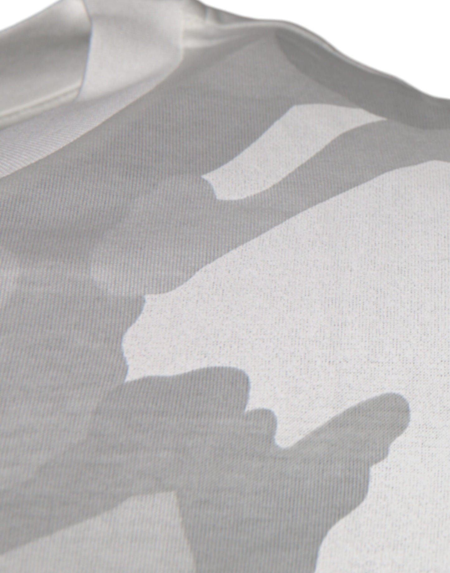T-shirt ras du cou en coton camouflage blanc et gris
