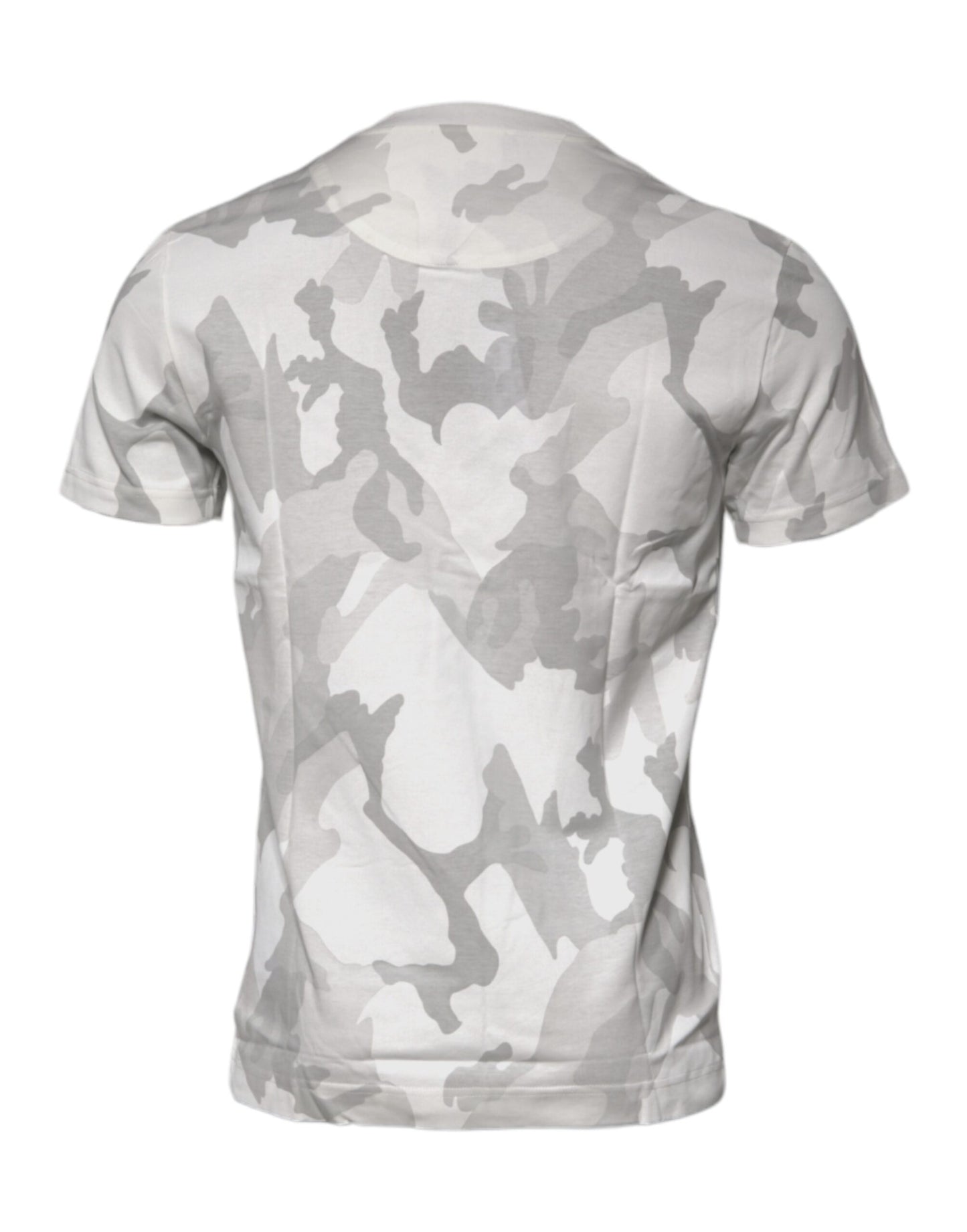 T-shirt ras du cou en coton camouflage blanc et gris